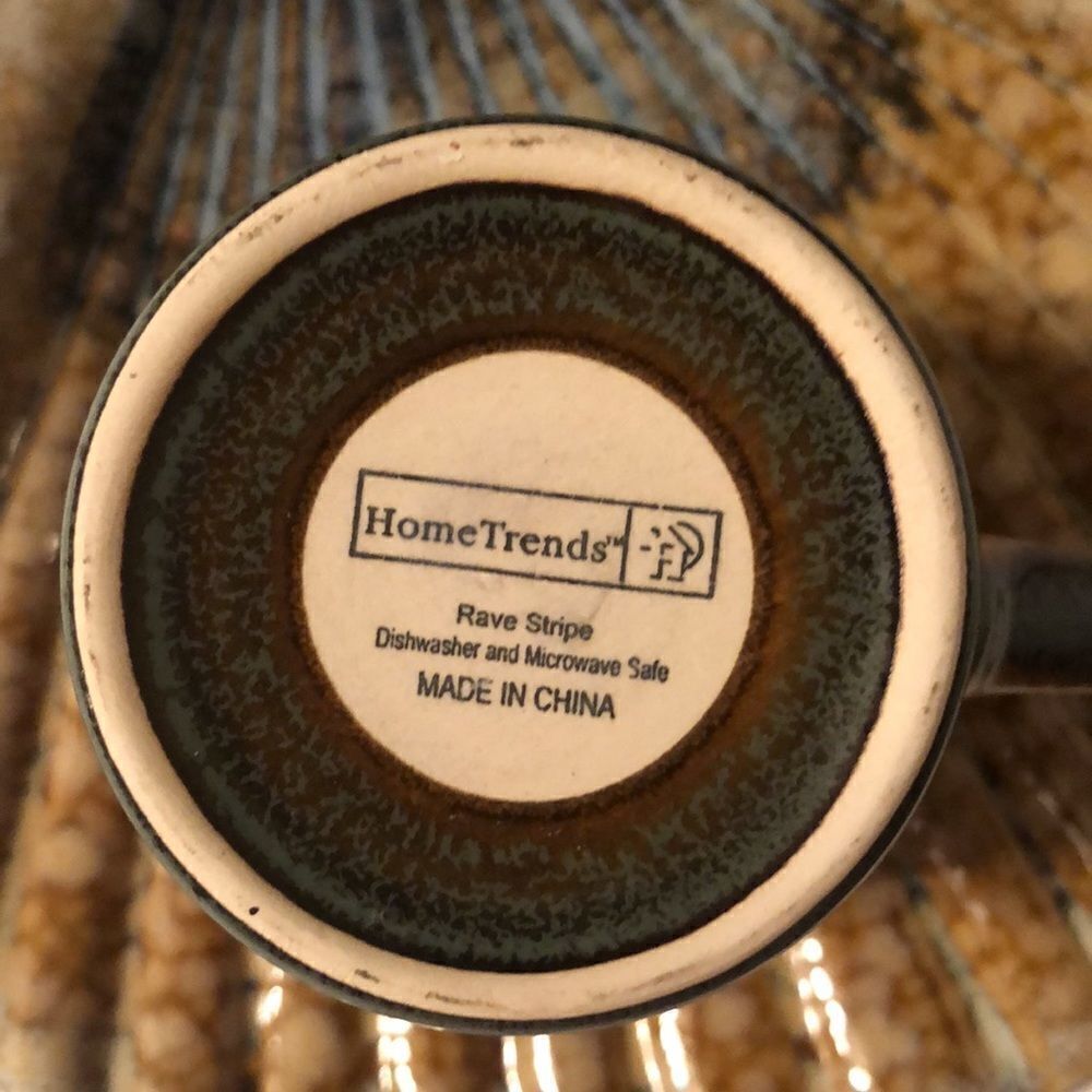HomeTrends Rave Stripe Teal Rust Cream Brown Mug - Picture 4 of 5